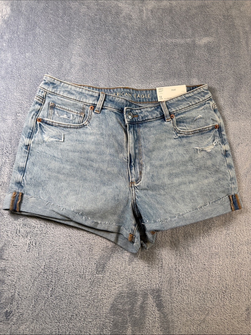 American Eagle Outfitters Light Wash Denim Jean Mom Shorts #3122